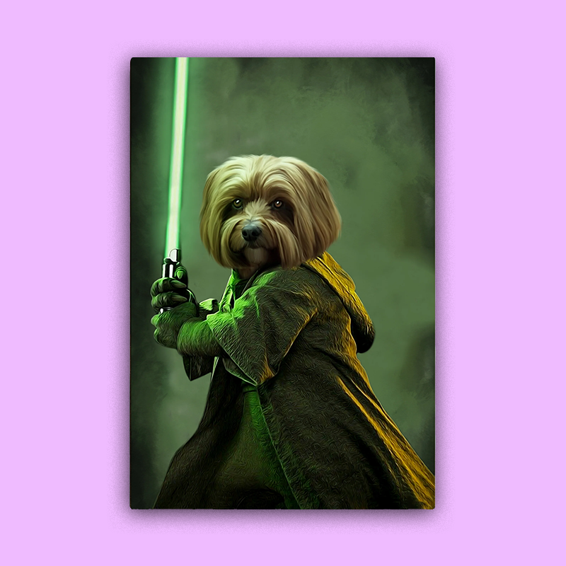 Jedi Star Wars With Green-LightSaber - Custom Pet Portrait